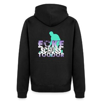 Hockey Feldhockey Hockeysport Hockeyspieler - Unisex Premium Bio Zip Hoodie - Schwarz - Hinten - Nico (187cm)