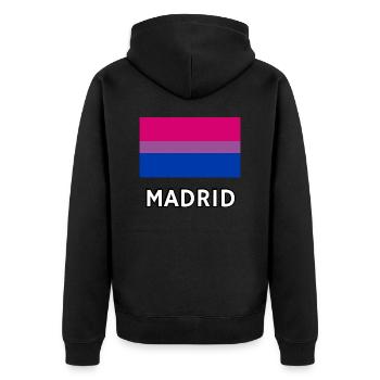 Bi Pride Flag Madrid - Unisex Premium Organic Zip Hoodie - black - Back - Nico (187cm)