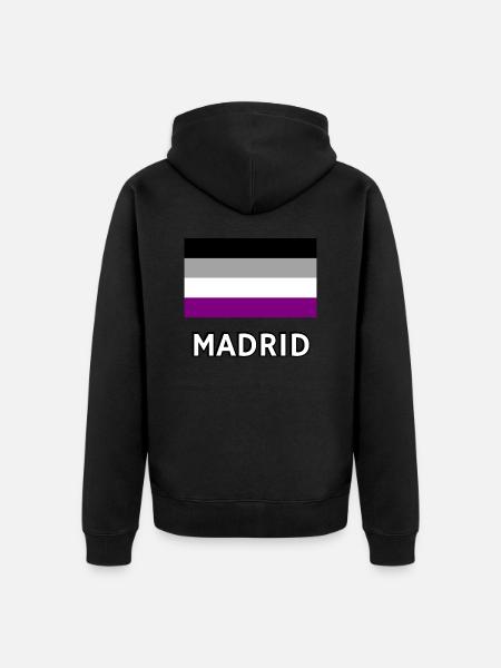 Asexuality Pride Flag Madrid - Unisex Premium Organic Zip Hoodie - black