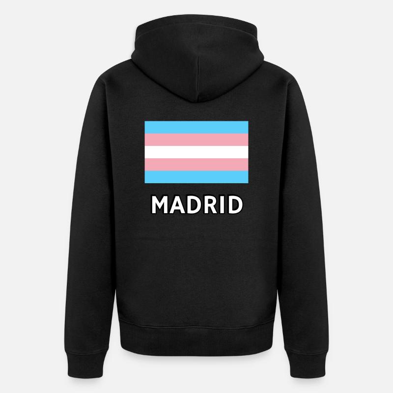 Drapeau Trans Pride Madrid - Veste à capuche bio Premium Unisexe - noir
