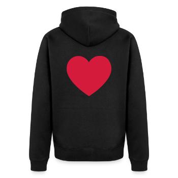 HEART - Unisex Premium Bio Zip Hoodie - Schwarz - Hinten - Nico (187cm)