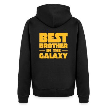 Best Brother In The Galaxy - Unisex Premium Bio Zip Hoodie - Schwarz - Hinten - Nico (187cm)