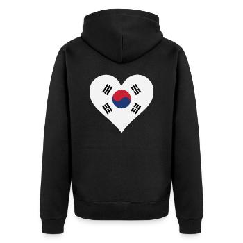 Ich Liebe Südkorea - Unisex Premium Bio Zip Hoodie - Schwarz - Hinten - Nico (187cm)
