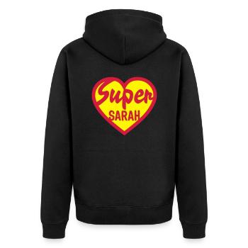 heart heart super sarah - Unisex Premium Organic Zip Hoodie - black - Back - Nico (187cm)