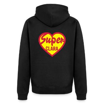heart heart super clara - Unisex Premium Organic Zip Hoodie - black - Back - Nico (187cm)