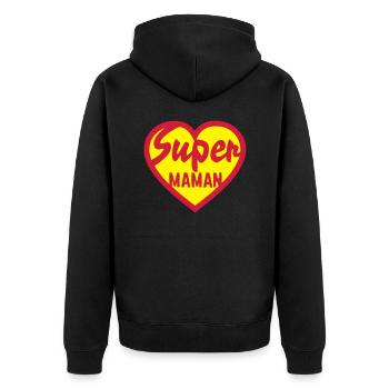 heart heart super mom - Unisex Premium Organic Zip Hoodie - black - Back - Nico (187cm)