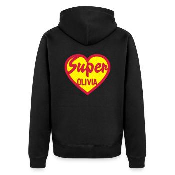 olivia super coeur heart love logo1 - Veste à capuche bio Premium Unisexe - noir - Dos - Nico (187cm)