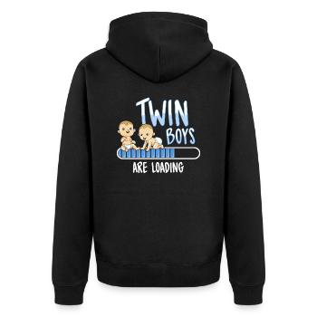 twin boys loading Schwangerschaft Mutter Zwillinge - Unisex Premium Bio Zip Hoodie - Schwarz - Hinten - Nico (187cm)