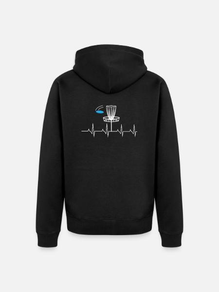 Disc Golf Heartbeat Shirt - Unisex Premium Organic Zip Hoodie - black