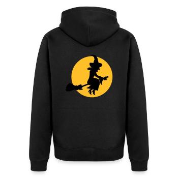 Hexe - Unisex Premium Bio Zip Hoodie - Schwarz - Hinten - Nico (187cm)