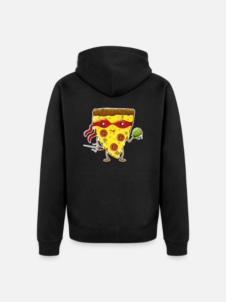 Ninja Pizza eats turtle - Unisex Premium Organic Zip Hoodie - black