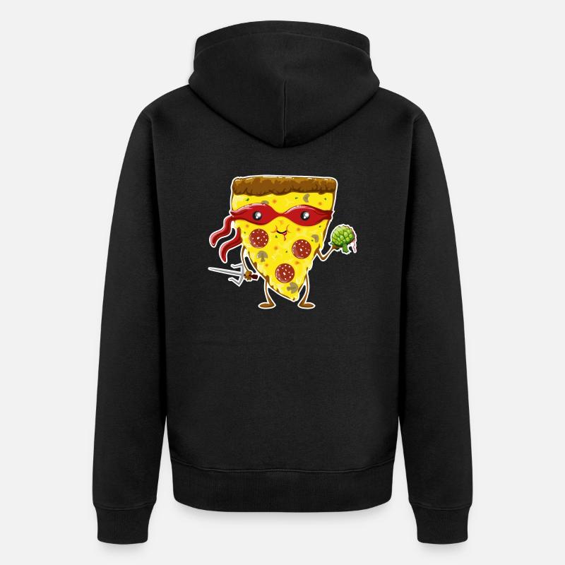 Ninja Pizza eats turtle - Veste à capuche bio Premium Unisexe - noir