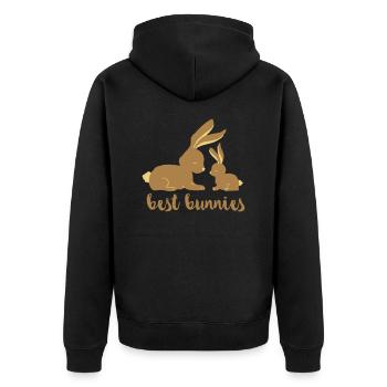Best Bunnies - beste Freunde - Unisex Premium Bio Zip Hoodie - Schwarz - Hinten - Nico (187cm)