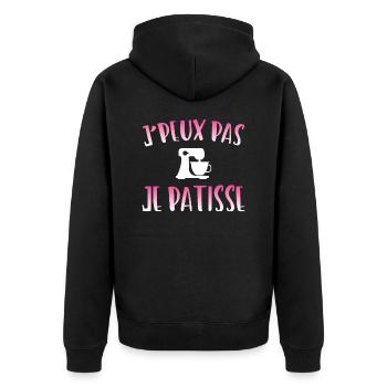 J'peux pas je pâtisse cadeau pâtisserie - Veste à capuche bio Premium Unisexe - noir - Dos - Nico (187cm)