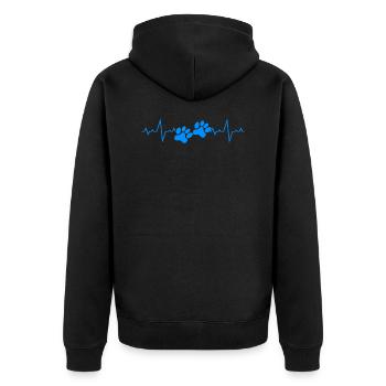 Hundeliebe Pfote Herzschlag Katze - Unisex Premium Bio Zip Hoodie - Schwarz - Hinten - Nico (187cm)