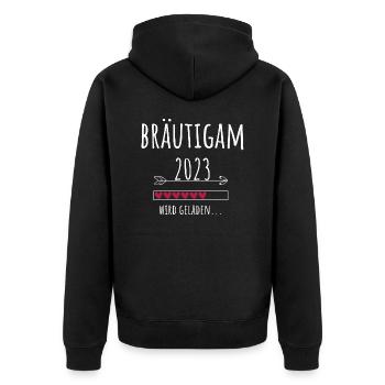 Zukünftiger Bräutigam 2023 Hochzeit Verlobung - Unisex Premium Bio Zip Hoodie - Schwarz - Hinten - Nico (187cm)