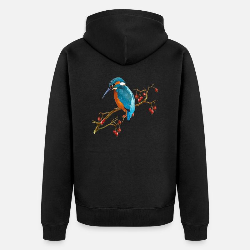 Bunter Vogel - Unisex Premium Bio Zip Hoodie - Schwarz