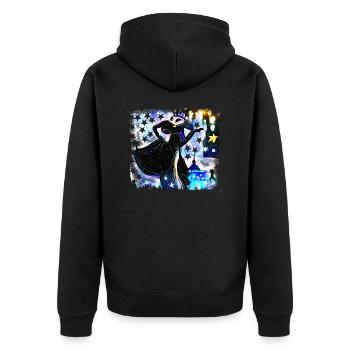 The Queen Of Night Is Dancing Under The Stars - Unisex Premium Bio Zip Hoodie - Schwarz - Hinten - Nico (187cm)