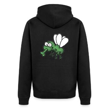 Fliege - Unisex Premium Bio Zip Hoodie - Schwarz - Hinten - Nico (187cm)