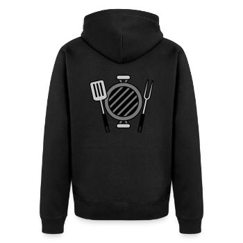 BBQ Grillmeister Kohlegrill Grillfest - Unisex Premium Bio Zip Hoodie - Schwarz - Hinten - Nico (187cm)
