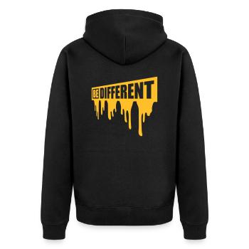 Be different Logo Design - Unisex Premium Organic Zip Hoodie - black - Back - Nico (187cm)