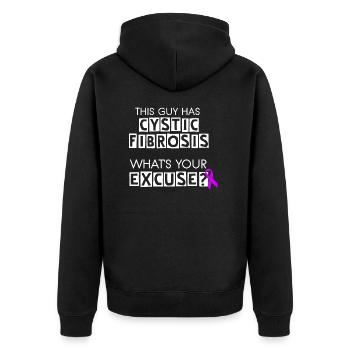 This Guy Has Cystic Fibrosis - Unisex Premium Organic Zip Hoodie - black - Back - Nico (187cm)