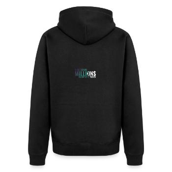 I Am Down Millions Logo - Unisex Premium Organic Zip Hoodie - black - Back - Nico (187cm)