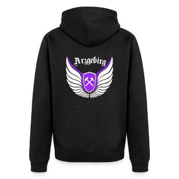 Erzgebirge meine Haamit - Unisex Premium Bio Zip Hoodie - Schwarz - Hinten - Nico (187cm)