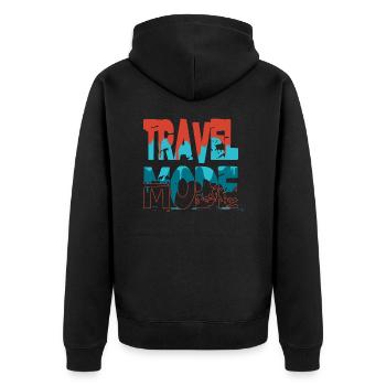 joke bday traveling camping funny funny quote - Unisex Premium Bio Zip Hoodie - Schwarz - Hinten - Nico (187cm)
