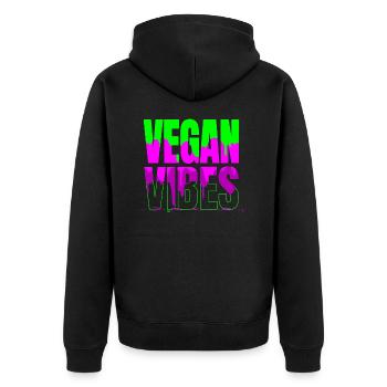 veganism veggie vegetable pro vegan sayings - Unisex Premium Bio Zip Hoodie - Schwarz - Hinten - Nico (187cm)