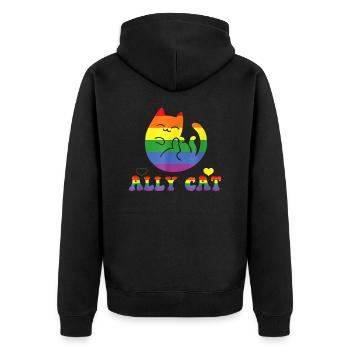 Allycat LGBT Pride Month Cat With Ally Pride Flag - Unisex Premium Organic Zip Hoodie - black - Back - Nico (187cm)