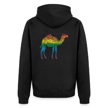 Camel - Unisex Premium Organic Zip Hoodie - black - Back - Nico (187cm)