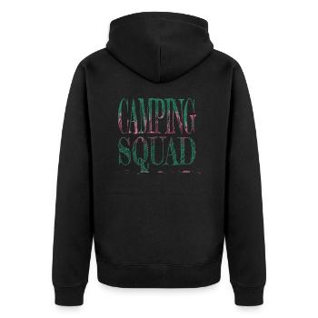 birthday present camping hoodie camping men - Unisex Premium Bio Zip Hoodie - Schwarz - Hinten - Nico (187cm)