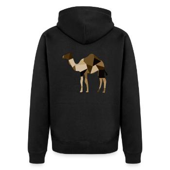 Kamel - Unisex Premium Bio Zip Hoodie - Schwarz - Hinten - Nico (187cm)