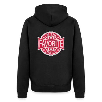 im the favorite uncle - Unisex Premium Bio Zip Hoodie - Schwarz - Hinten - Nico (187cm)