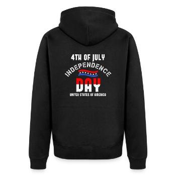 4. JULI UNABHÄNGIGKEITSTAG U S VON AMERIKA - Unisex Premium Bio Zip Hoodie - Schwarz - Hinten - Nico (187cm)