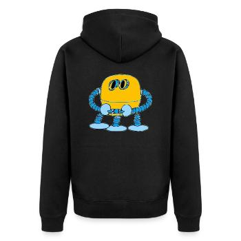 R3D4 der kleine Roboter - Unisex Premium Bio Zip Hoodie - Schwarz - Hinten - Nico (187cm)
