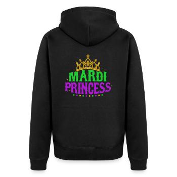 Mardi Princess Party BeadsParade - Unisex Premium Organic Zip Hoodie - black - Back - Nico (187cm)