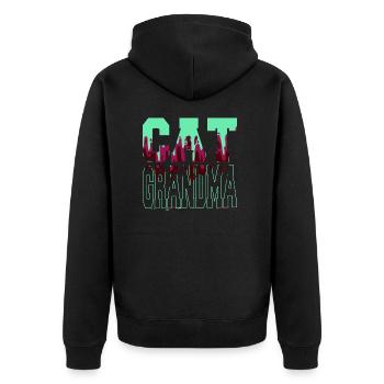 love avogato black cat hoodies and sweatshirts - Unisex Premium Bio Zip Hoodie - Schwarz - Hinten - Nico (187cm)