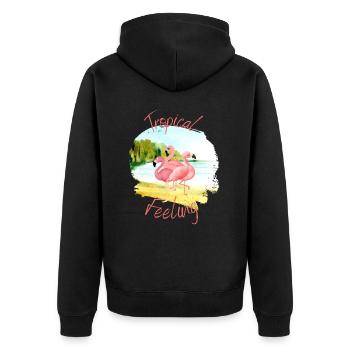 Tropical Feeling - Unisex Premium Bio Zip Hoodie - Schwarz - Hinten - Nico (187cm)