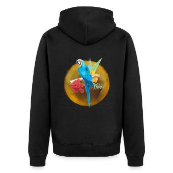 Papagei - Unisex Premium Bio Zip Hoodie - Schwarz - Hinten - Nico (187cm)