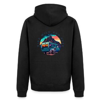 Ride Wild And Free Wohnwagen Camping Geschenkideen - Unisex Premium Bio Zip Hoodie - Schwarz - Hinten - Nico (187cm)