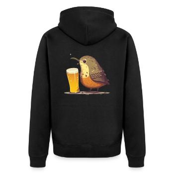 sweet bird with beer - Unisex Premium Organic Zip Hoodie - black - Back - Nico (187cm)