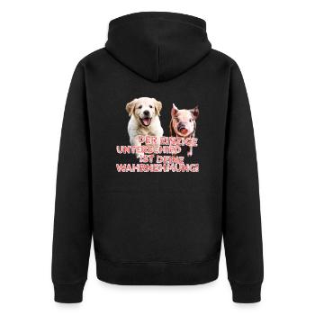 Der einzige Unterschied ist deine Wahrnehmung 2.0 - Unisex Premium Bio Zip Hoodie - Schwarz - Hinten - Nico (187cm)