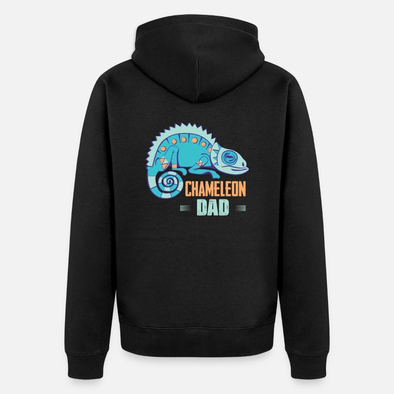Chameleon Papa Reptile Lizard Lover - Veste à capuche bio Premium Unisexe - noir