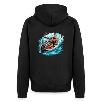 Jet Ski Gift - Unisex Premium Organic Zip Hoodie - black - Back - Nico (187cm)
