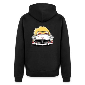 Weißes Cabriolet - Unisex Premium Bio Zip Hoodie - Schwarz - Hinten - Nico (187cm)