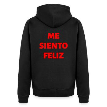 Ich fühle mich glücklich Spanisch Sprache - Unisex Premium Bio Zip Hoodie - Schwarz - Hinten - Nico (187cm)