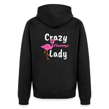 Crazy Pink Flamingo Lady Gift Retro Flamingos - Unisex Premium Organic Zip Hoodie - black - Back - Nico (187cm)