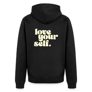 Love your self - Veste à capuche bio Premium Unisexe - noir - Dos - Nico (187cm)